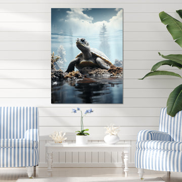 Minimalist Portrayal Of A Turtle - Black Turtle Wall Art